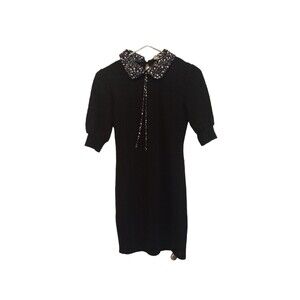 Kingston Grey Mini Black collard ribbed dress